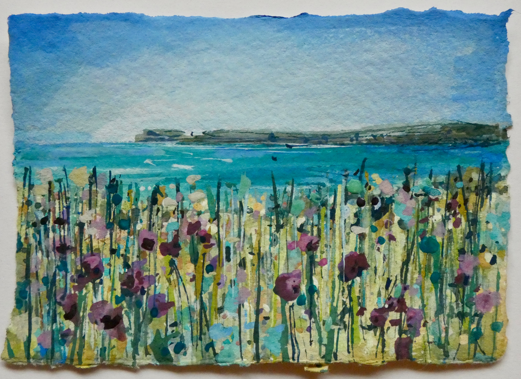 Artist Support Pledge Painting 'Thistles, Pentire'